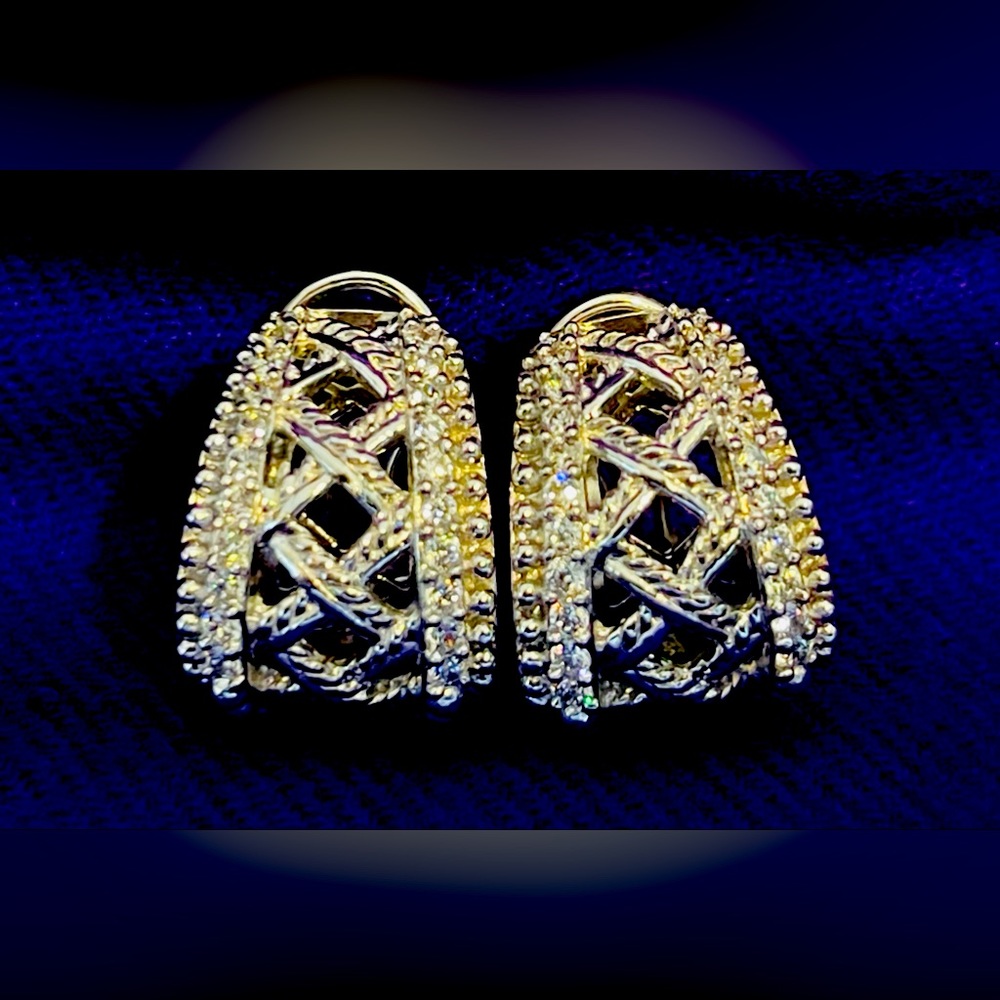 NWOT Judith Ripka Sterling Collection Rope Weave Huggies